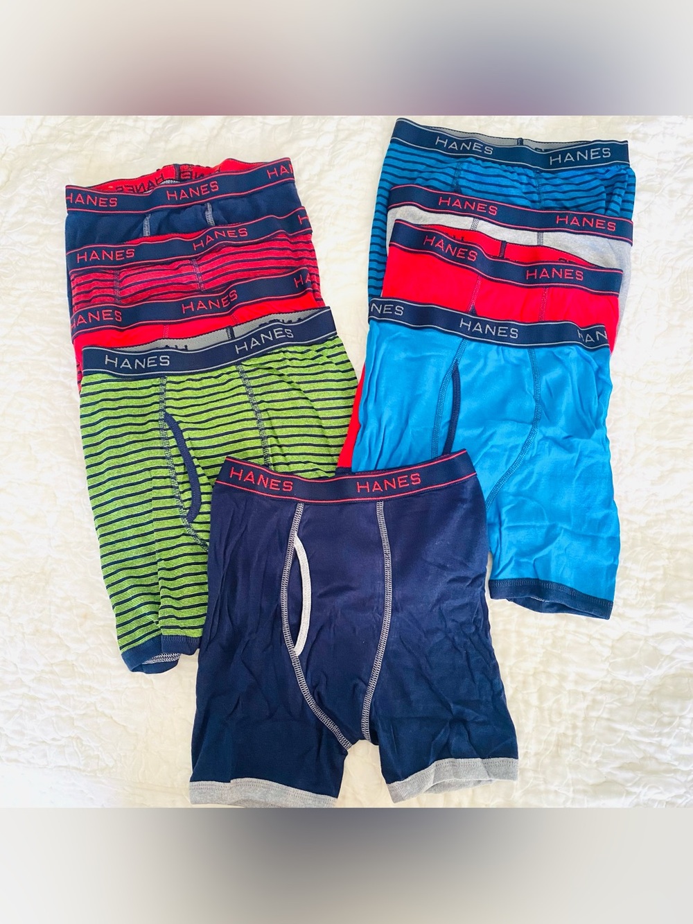 New👍🏾Bundle/Lot (9) Boys Hanes Boxer Briefs SZ L